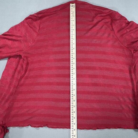 Torrid Cardigan Women's 1 1X Pink Draped Open Front Striped Asymmetrical Sweater - Picture 5 of 10